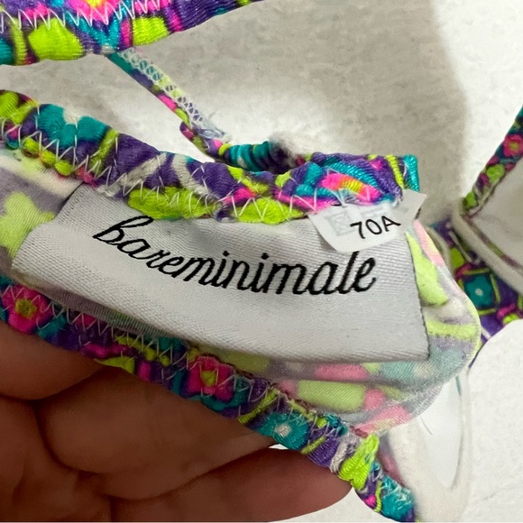 BareMinimale Swimwear Candy Hearts Underwire Bikini Swim Top Multicolor Neon XS - Picture 8 of 8